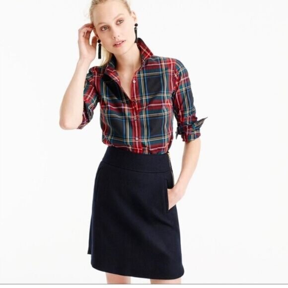 NWT J. Crew Slim Stretch Perfect Shirt Stewart Tartan- Size 4P - Picture 1 of 6